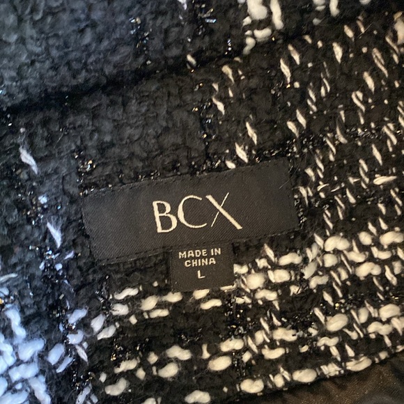 BCX Double Breasted Black & White Plaid Belted Jacket, Women’s size L - Picture 9 of 16